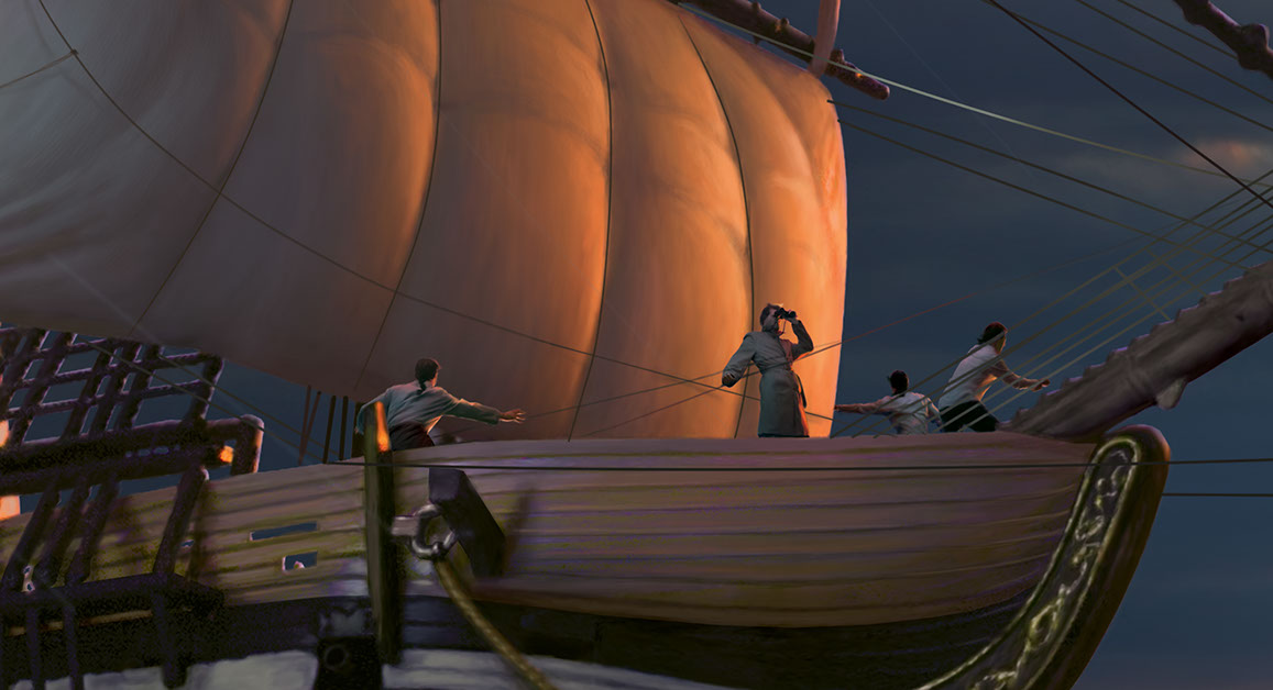 "Clearing Storm" book cover illustration closeup by Brad Fraunfelter.