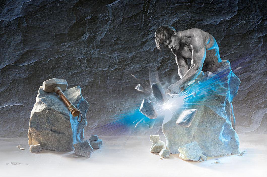 "Set in Stone" book cover illustration by Brad Fraunfelter.